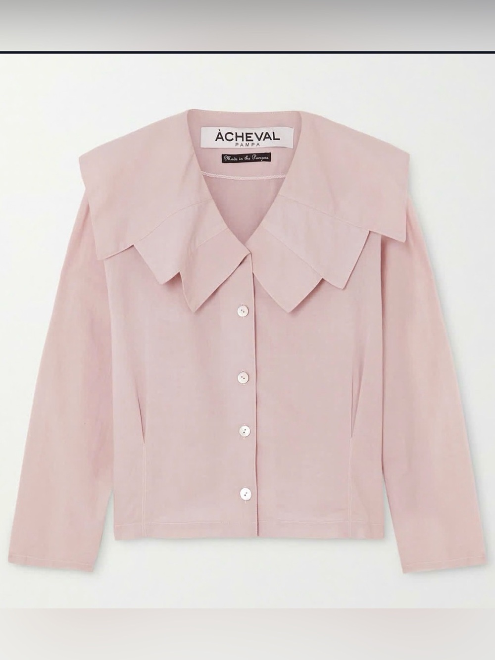 Àcheval Pampa Evita Blouse Pink Cotton Statement Collar XL